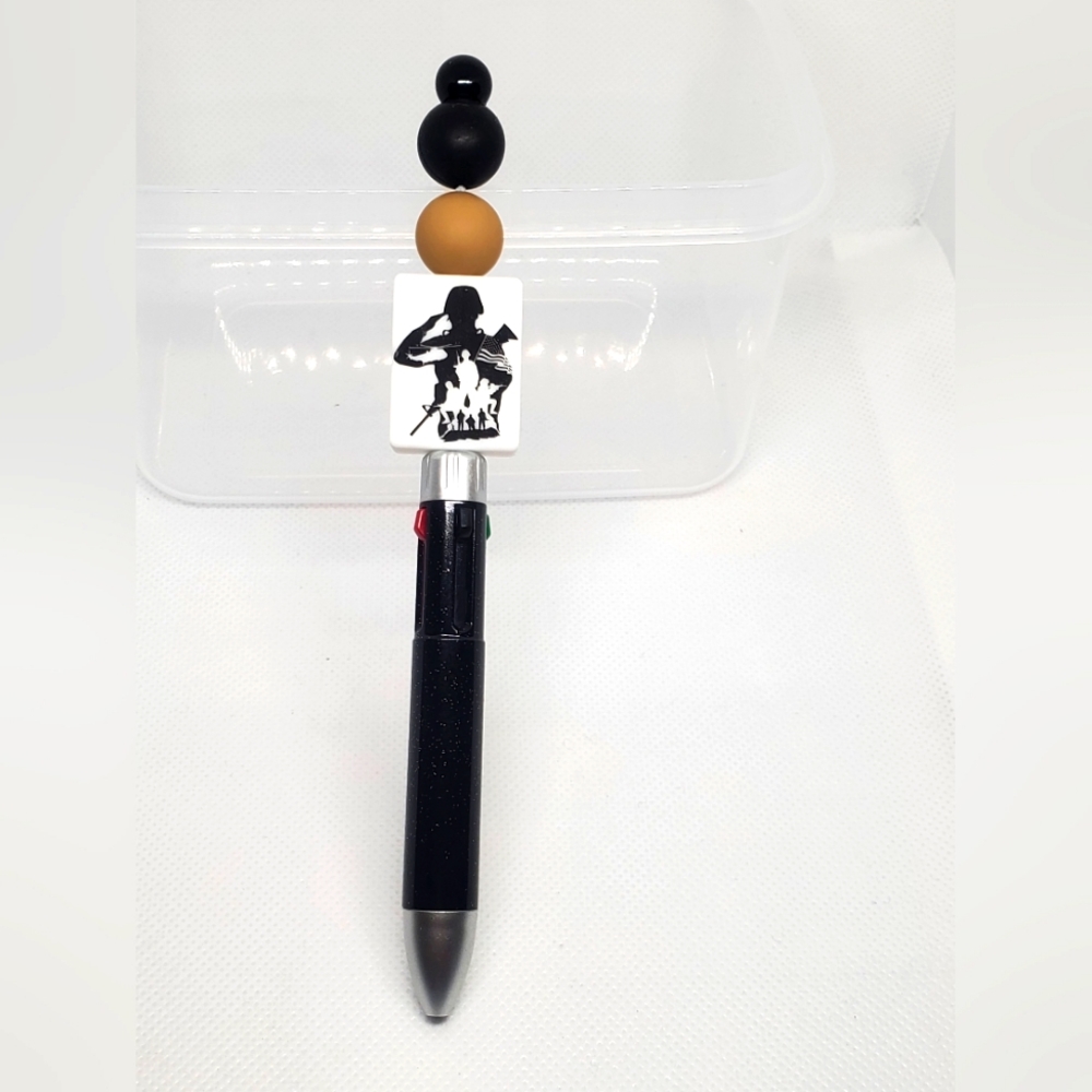 B2G1F Military Themed Multi-Colored Beaded Pen, NEW